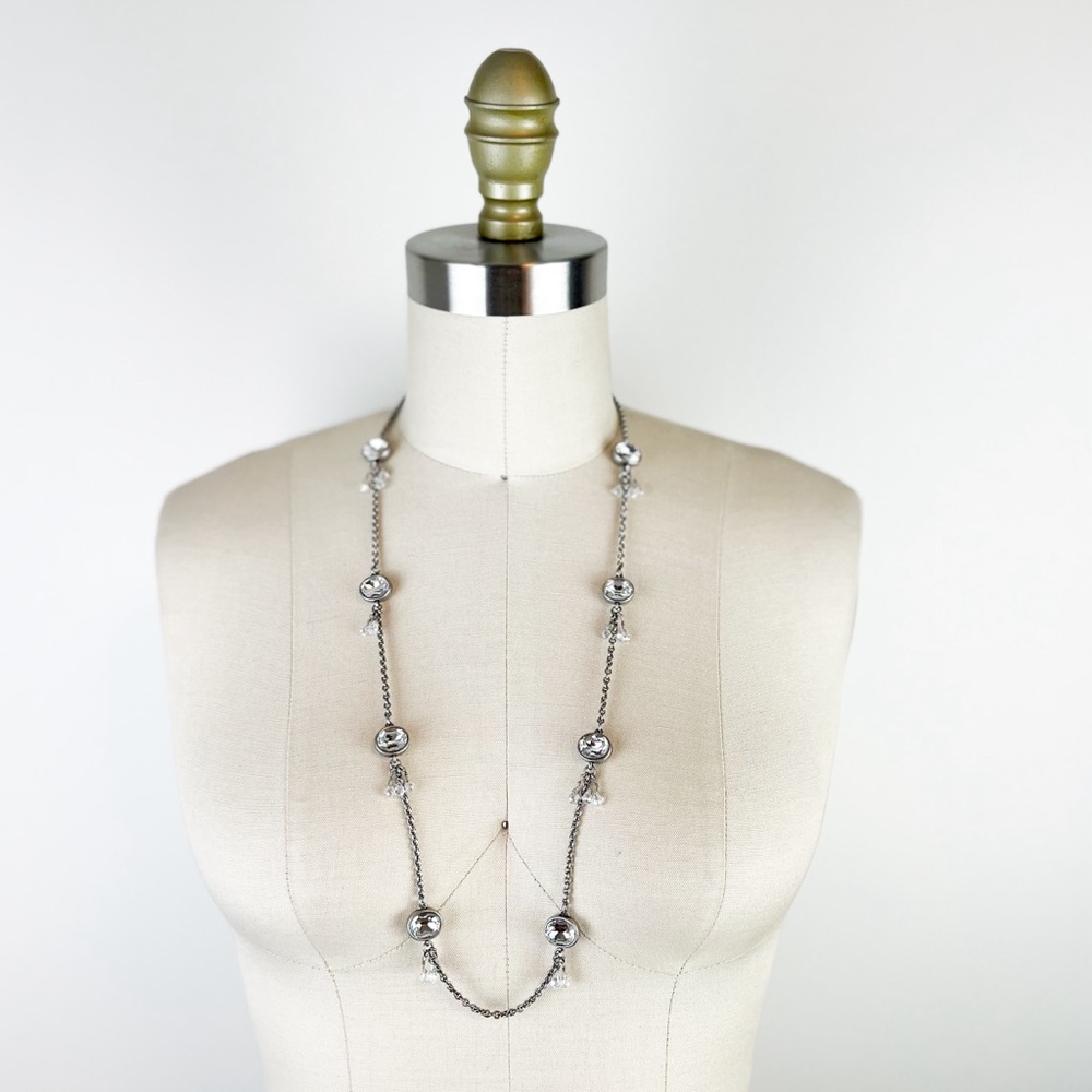 Ann Taylor • Rhinestone Opera Length Station Necklace